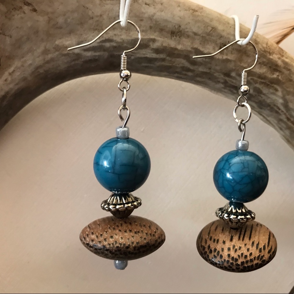 Cracked turquoise bead earrings